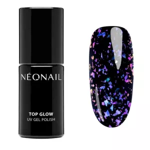 Top hybrydowy NeoNail Top Glow Violet Aurora Flakes - 7,2 ml